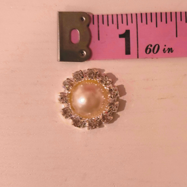 Rhinestone/Pearl Flatback Button Embellishment - TLC - Set of 5