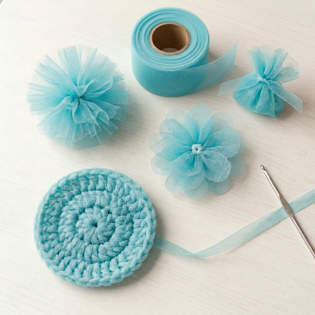 Aqua tulle crafts