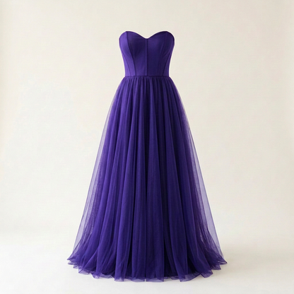 Bluer Deep Purple tulle dress, square front view