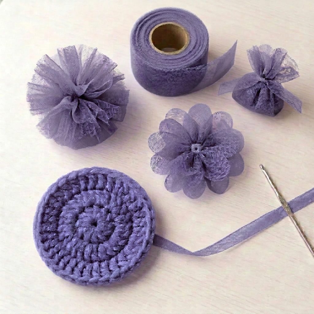 Bluish Lavender tulle crafts with slightly more purple