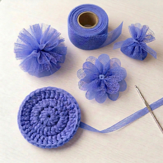 Bluish Lavender tulle crafts with slightly more purple