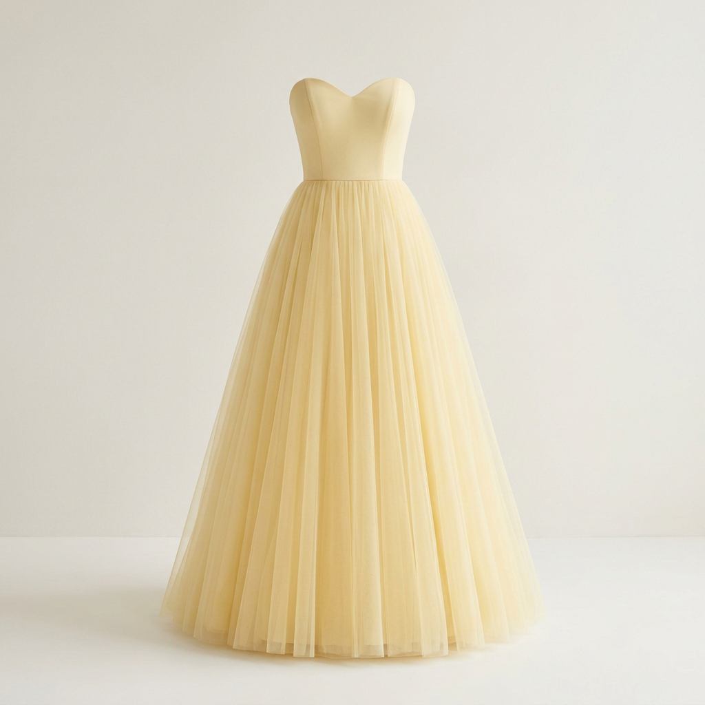 Butter formal tulle dress, square front view
