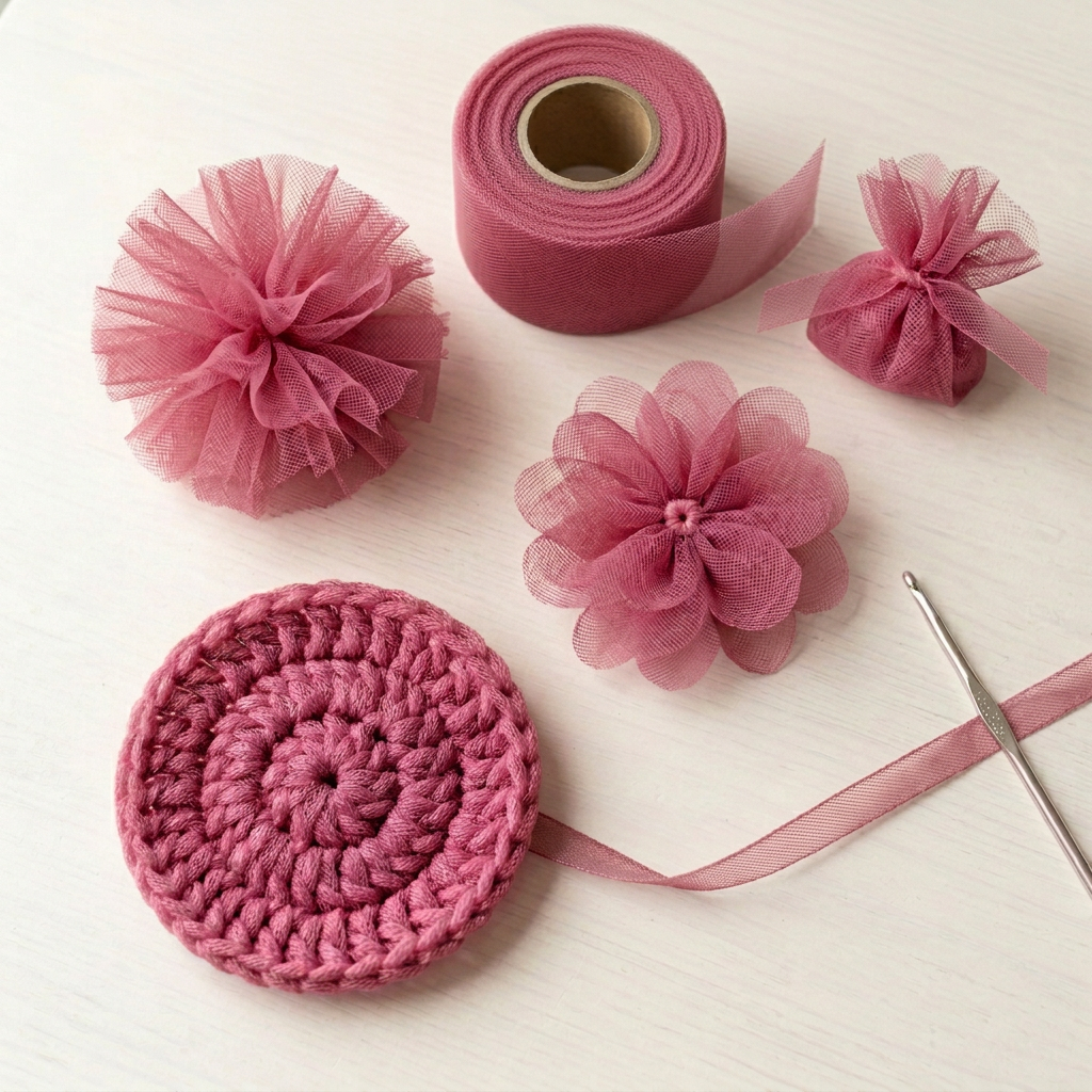 Dusty Rose tulle crafts