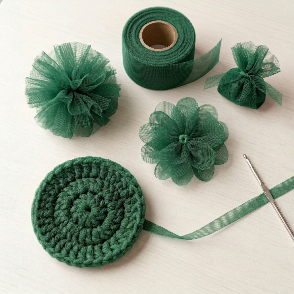 Emerald tulle crafts