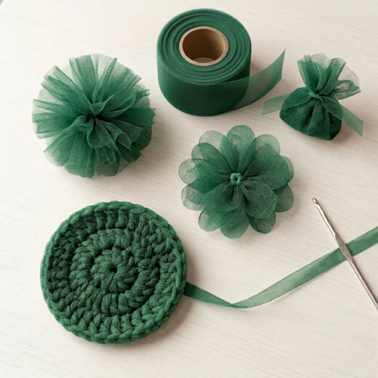 Emerald tulle crafts