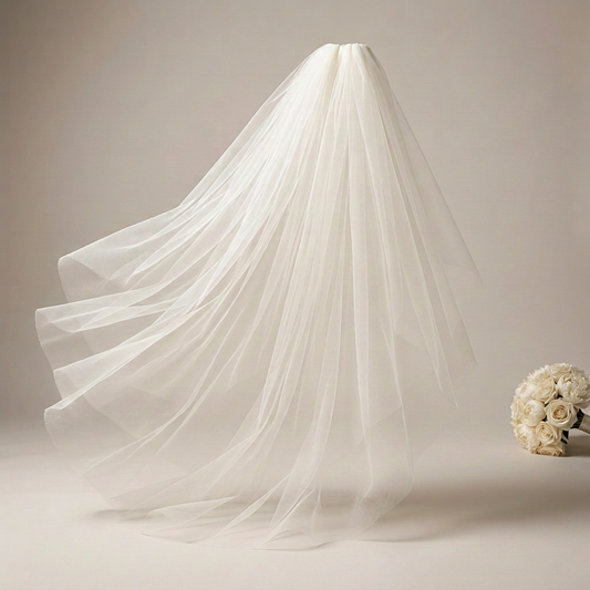 Ivory veil and matching bouquet