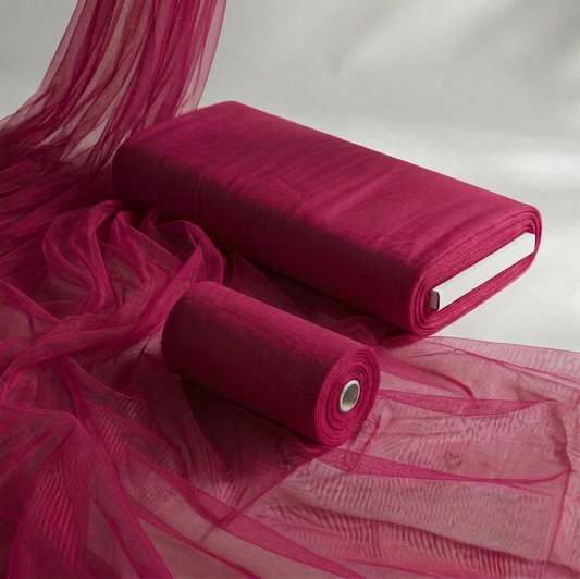 Light Garnet tulle with a richer ruby-pink jewel tone