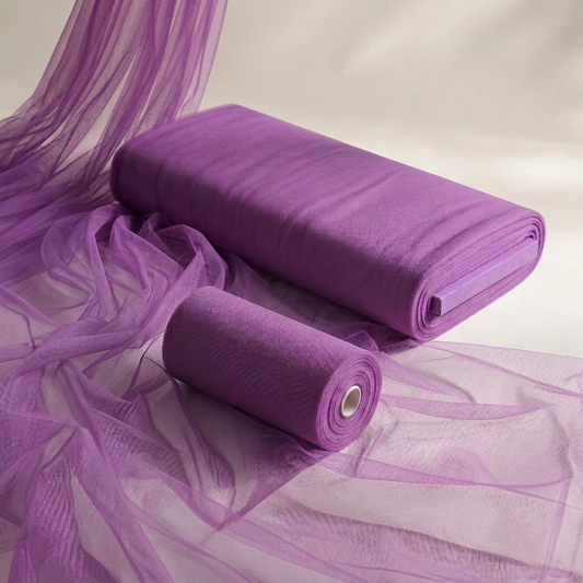 Lighter Grape tulle bolt, roll and draped fabric