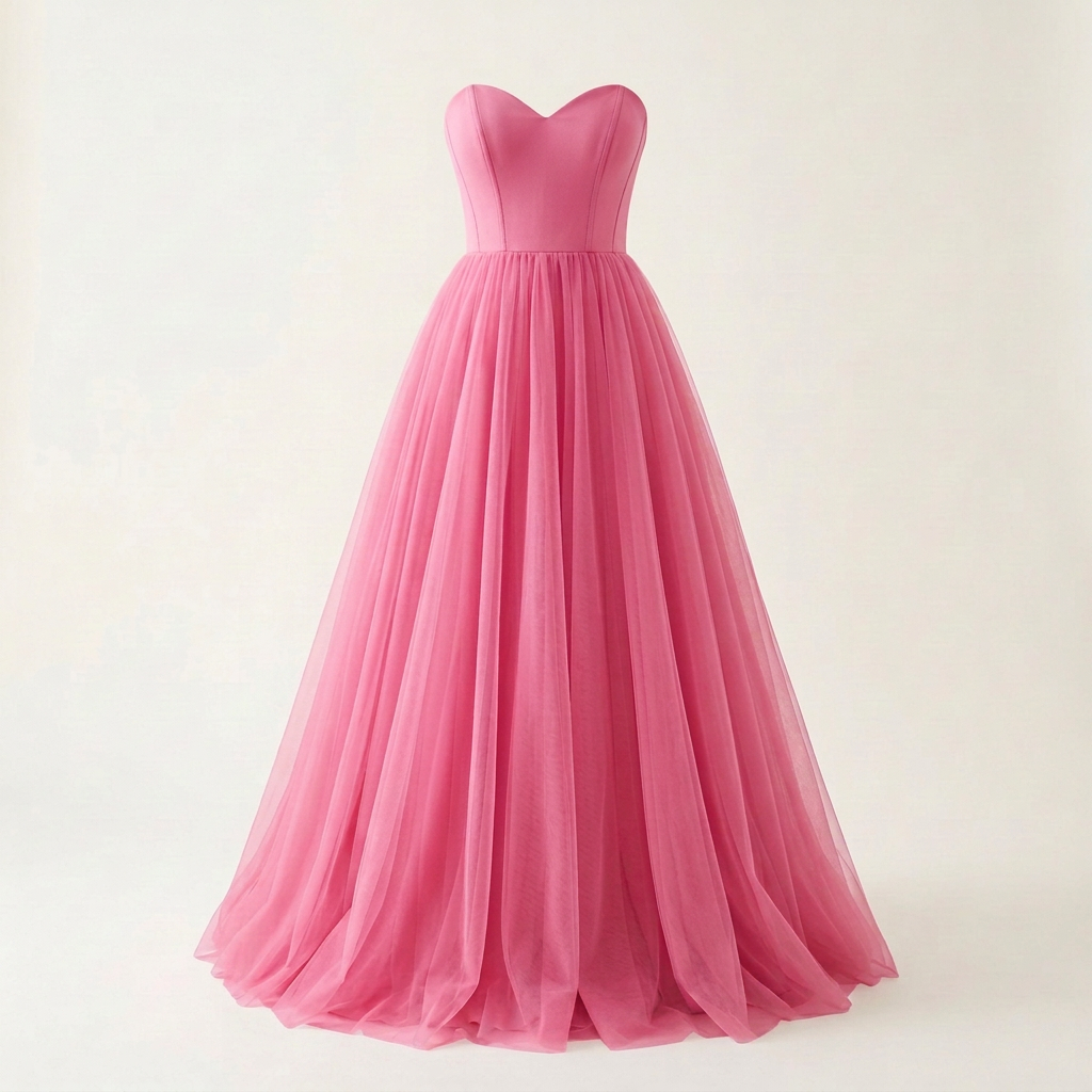 Lighter Pink tulle dress, square front view