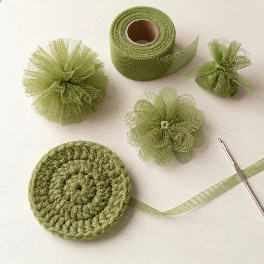 Olive Green tulle crafts