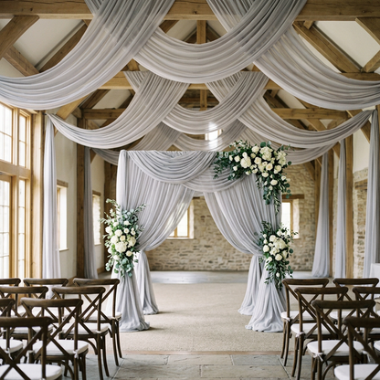 Oyster Grey tulle event draping
