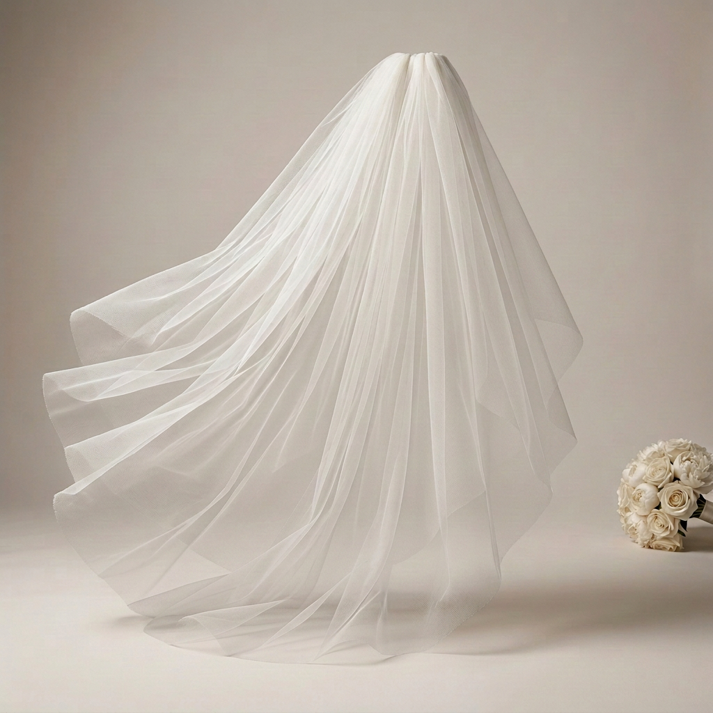 Oyster white veil and matching bouquet