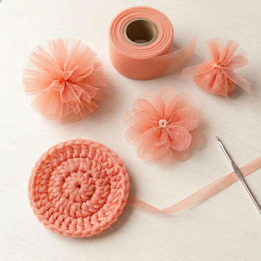 Peach tulle crafts