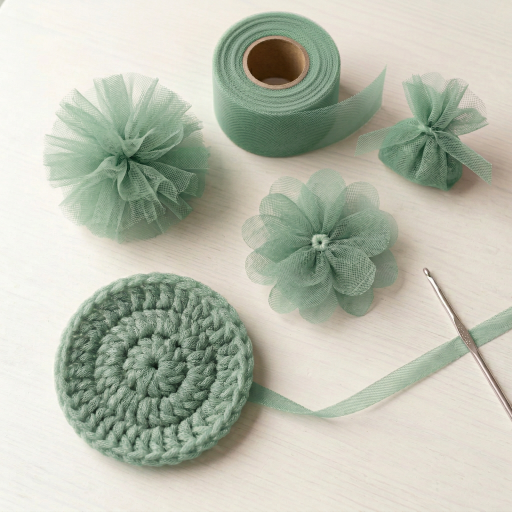 Sage Green tulle crafts