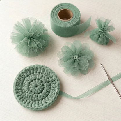 Sage Green tulle crafts