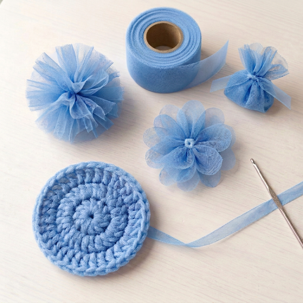 Slightly darker French Blue tulle crafts