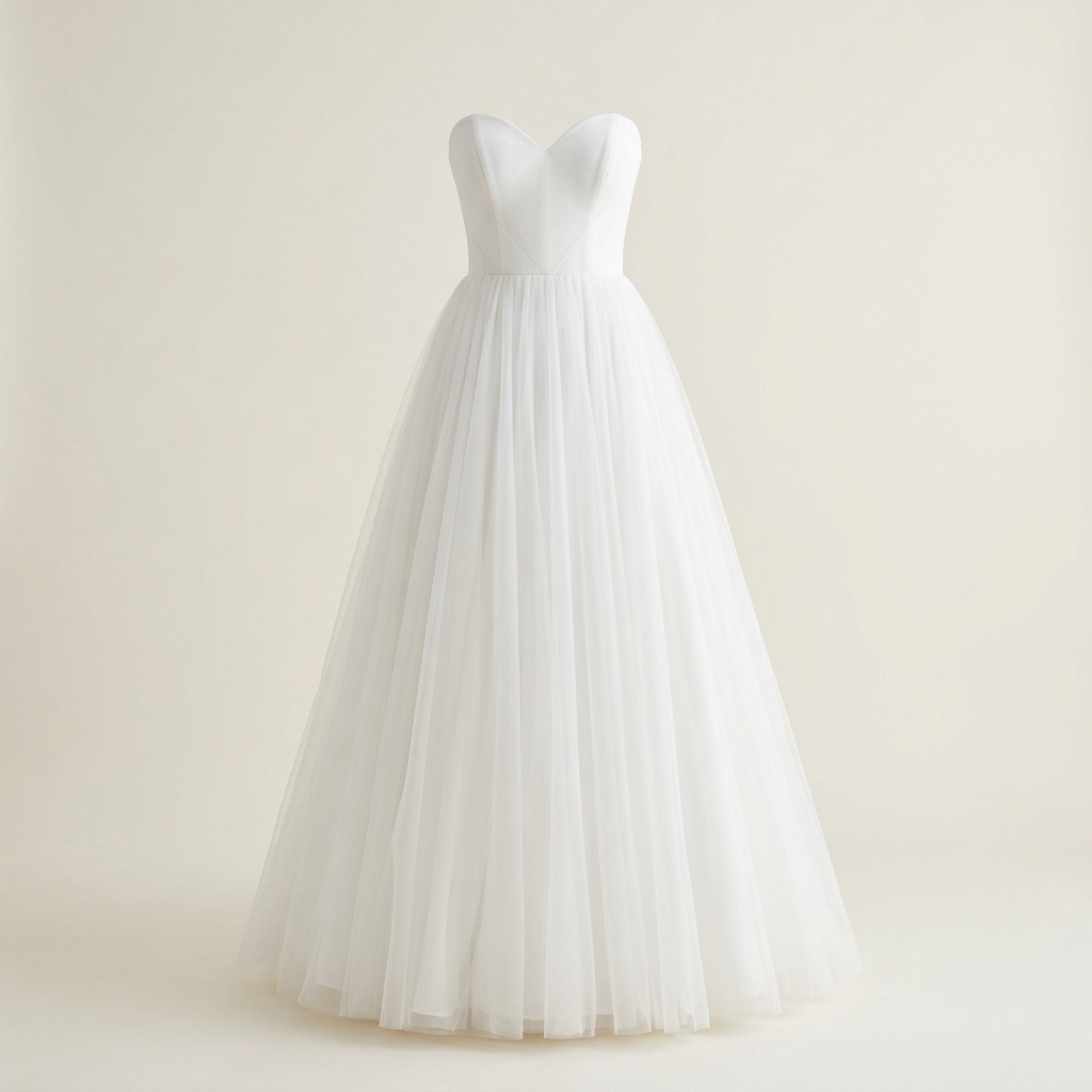 Snow White formal tulle dress, square front view