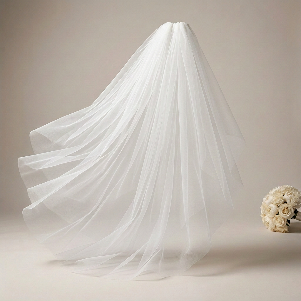 Soft white veil and matching bouquet