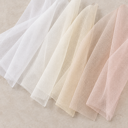 Softly draped bridal tulle swatches