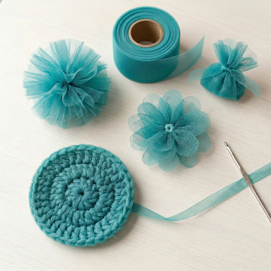 Teal tulle crafts