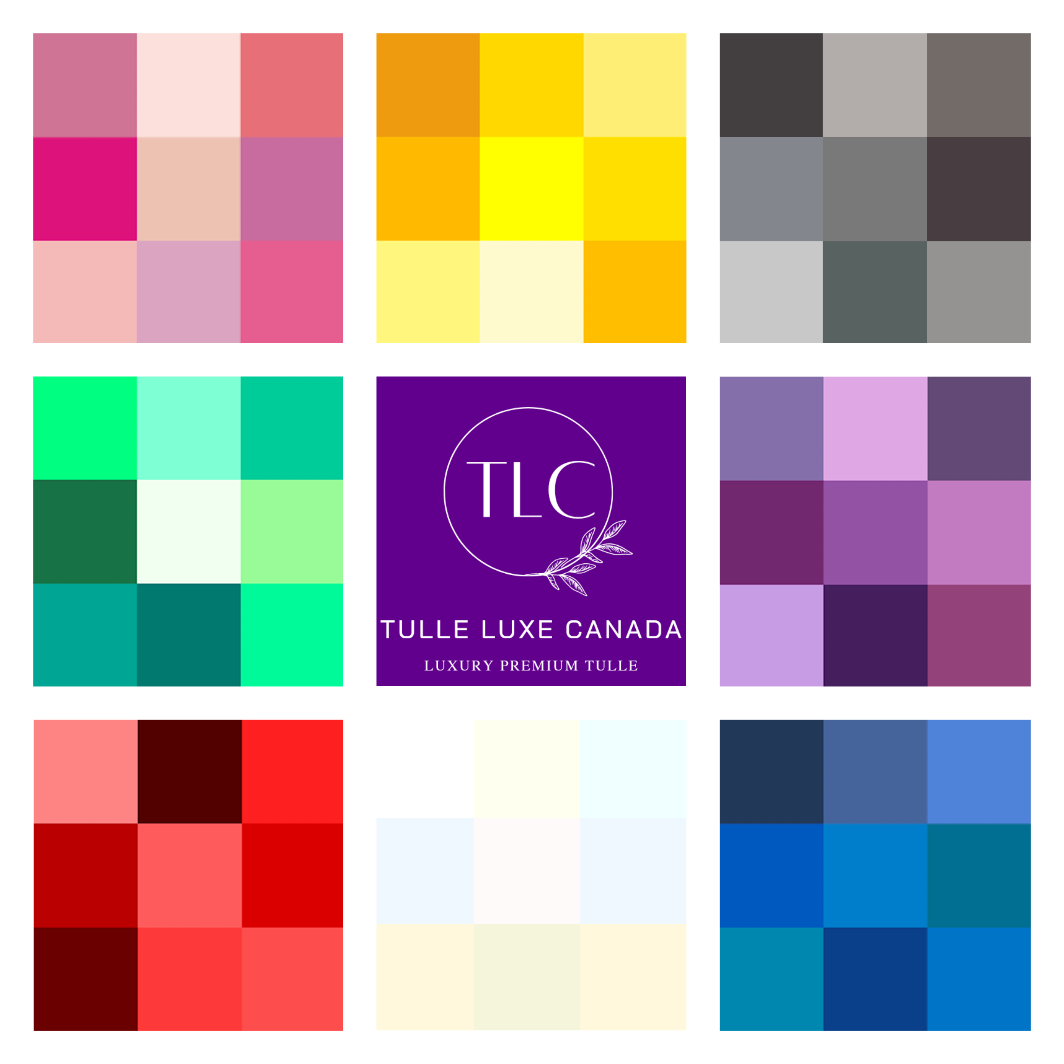 Matte Solid Colors All The Solid Matte Colours Full Set Tulle Swatches – Tulle Luxe Canada